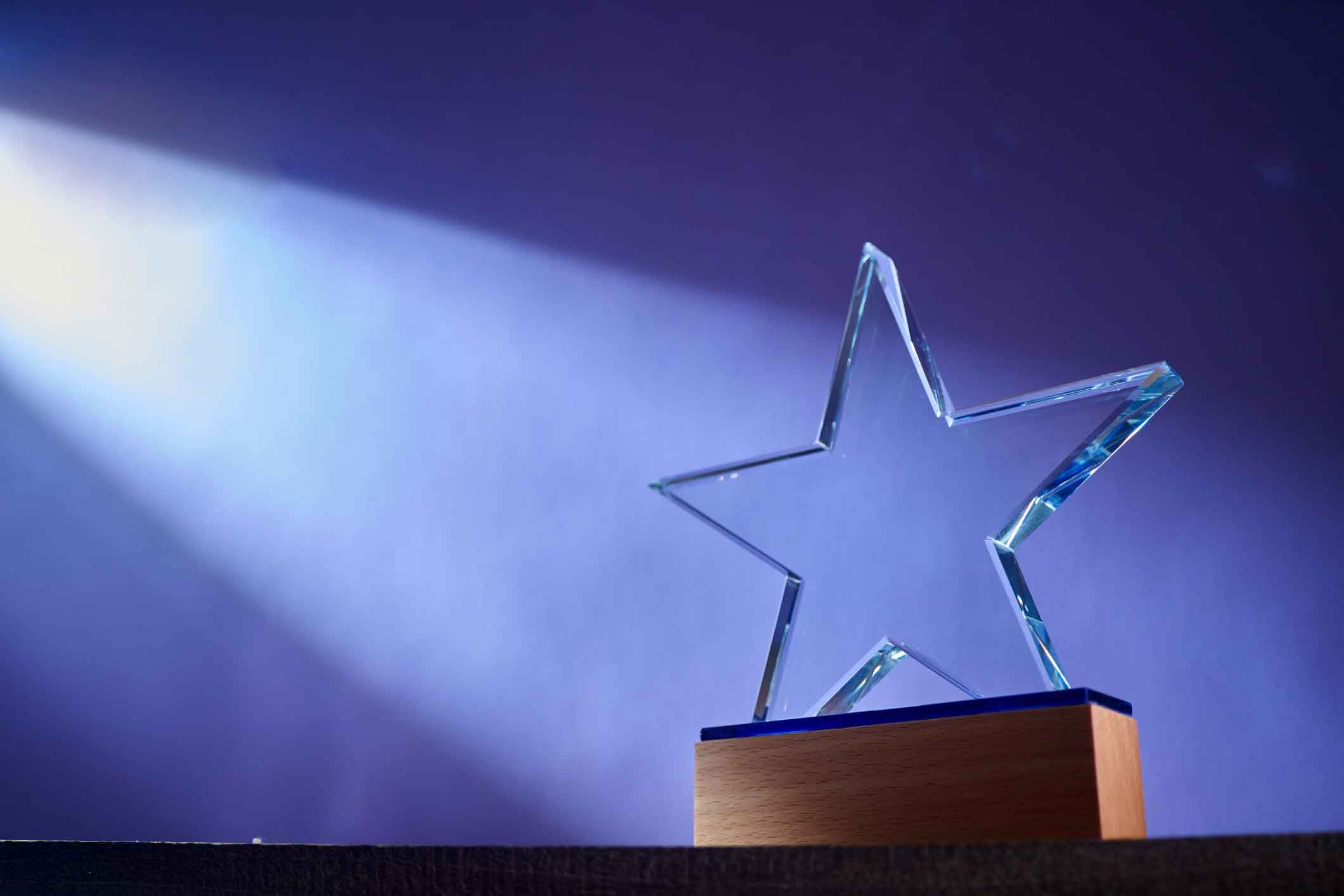 An award with a glass star atop