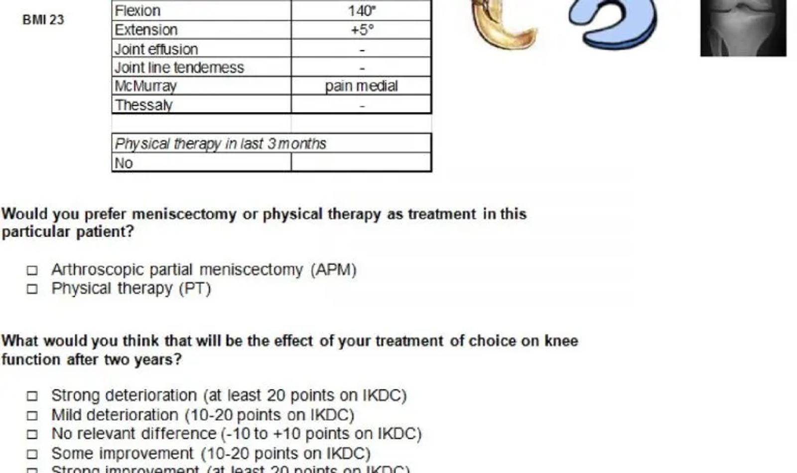 Meniscus surgery study data (figure 1)