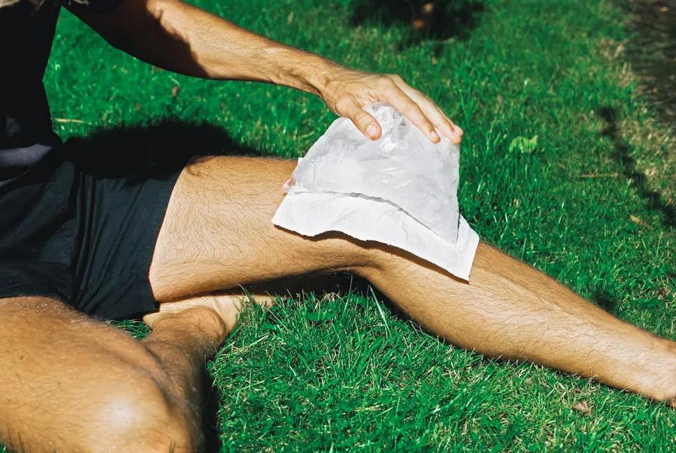 Applying ice to an injury for recovery