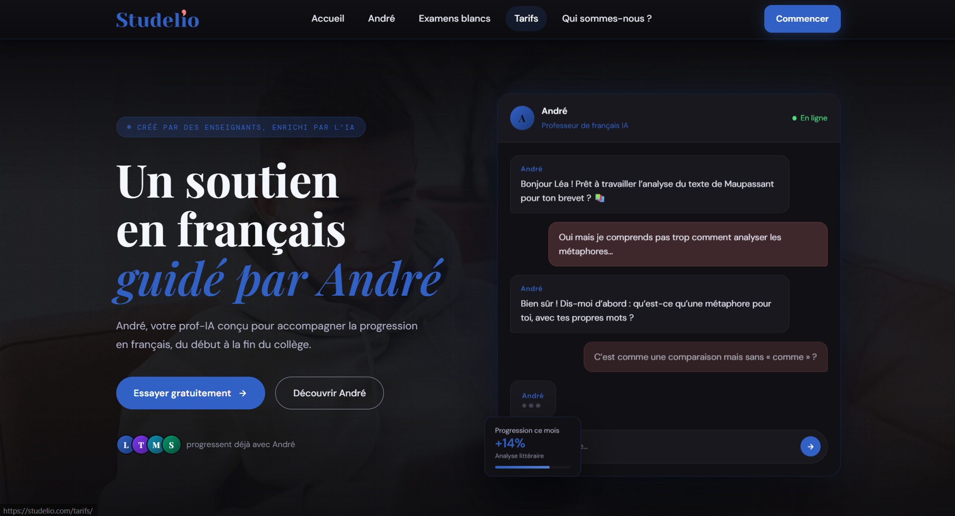 Aperçu du projet Studelio — création site internet ou app