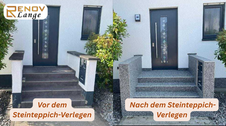 Wertsteigerung durch stilvolle Steinteppich Treppe Außen am Haus