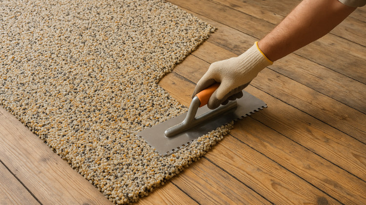 steinteppich auf holzdielen verlegen