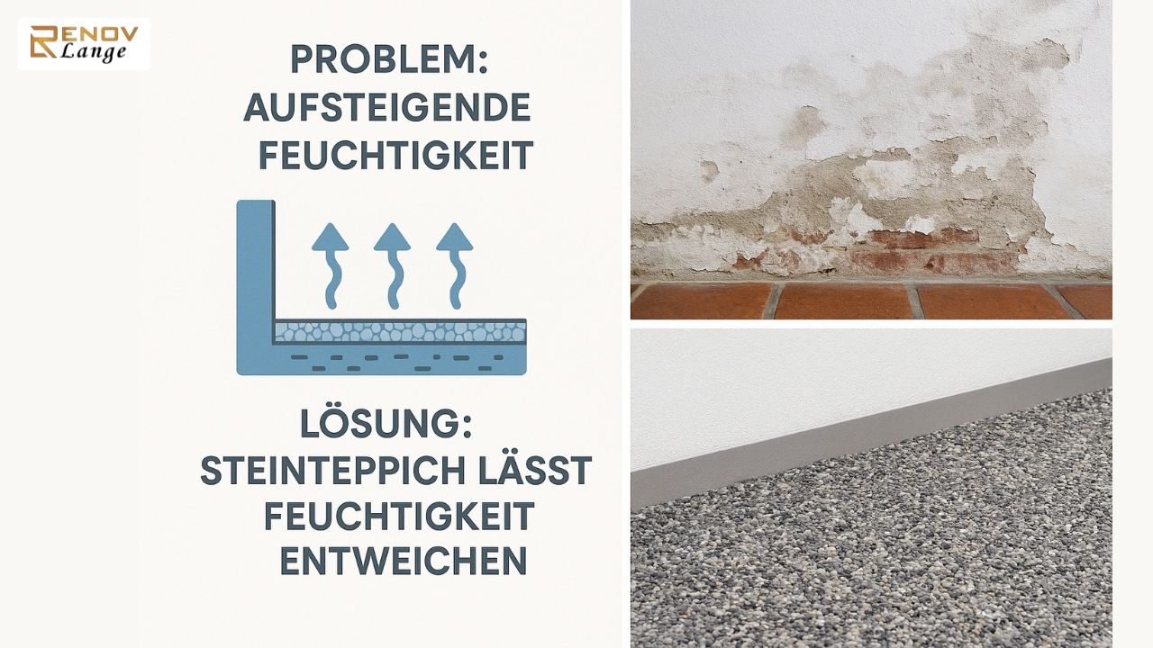 Eleganter Steinteppichboden verleiht der Garage ein modernes Erscheinungsbild.