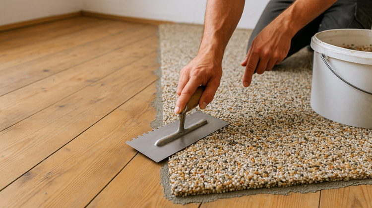 steinteppich auf holz verlegen