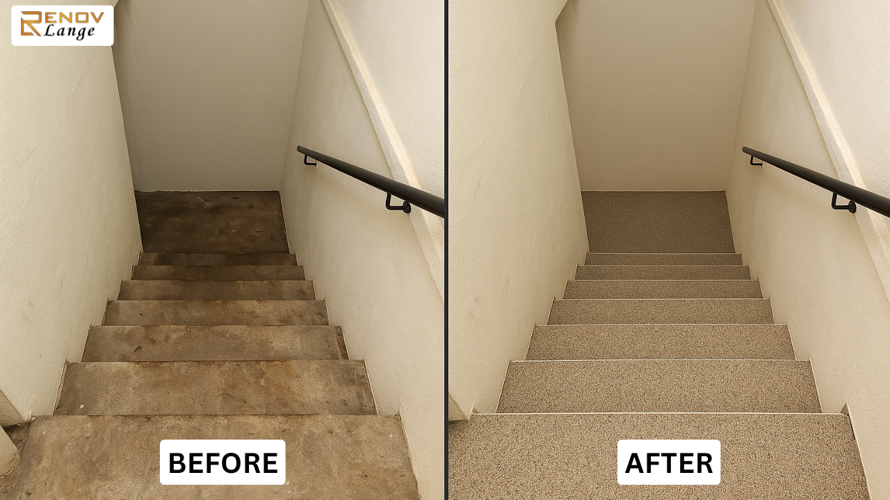 Triste Treppe? Vorher! Moderne steinteppich kellertreppen? Nachher!