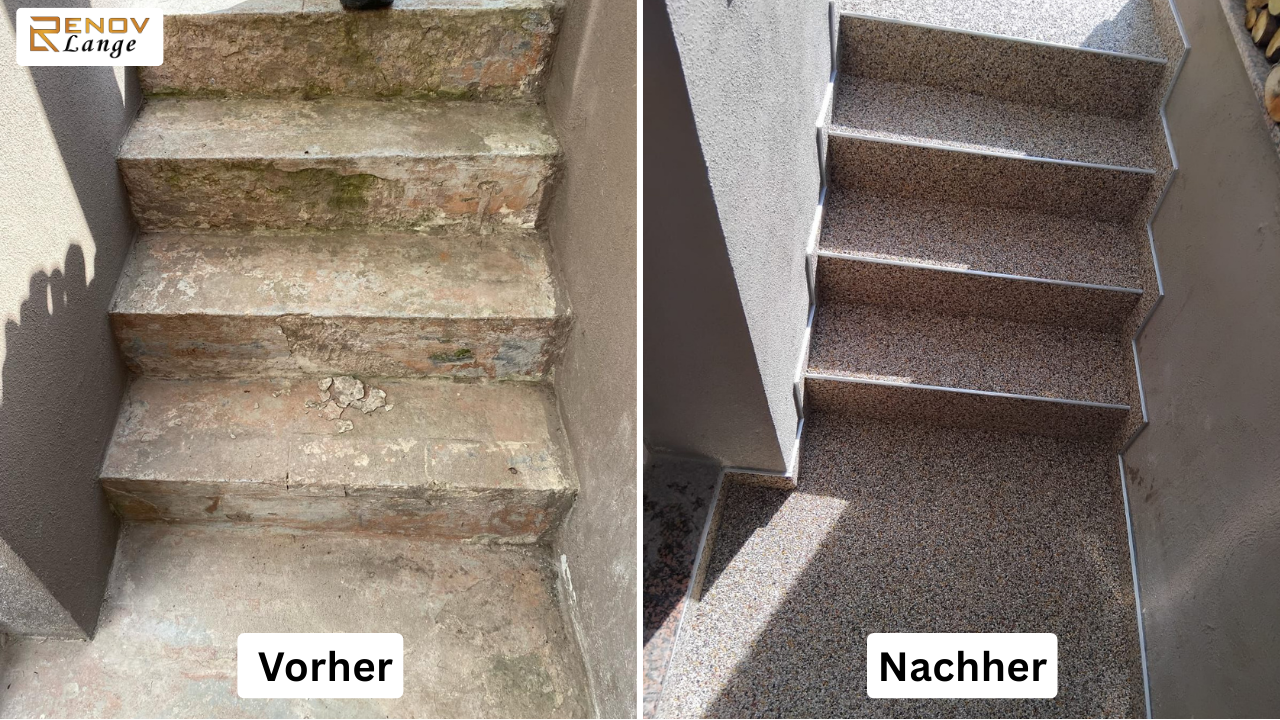 Alte Stufen? Mit Steinteppich Kellertreppe sanieren wird alles wieder modern & sicher.