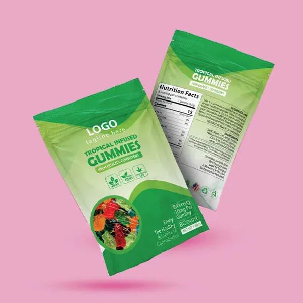 Wholesale Mylar Delta 8 gummies bags for bulk packaging needs