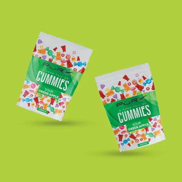 Mylar Delta 8 gummies bags with logo printing for professional branding