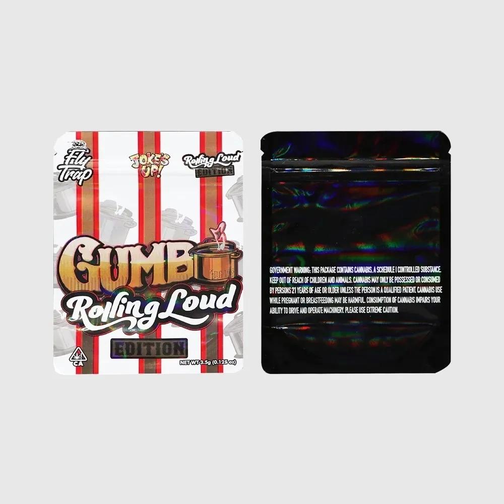 Gumbo Mylar bags with logo printing for professional branding