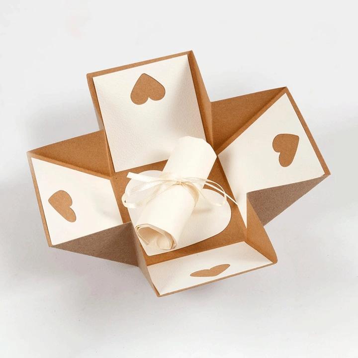 Explosion boxes with logo printing for branded surprises