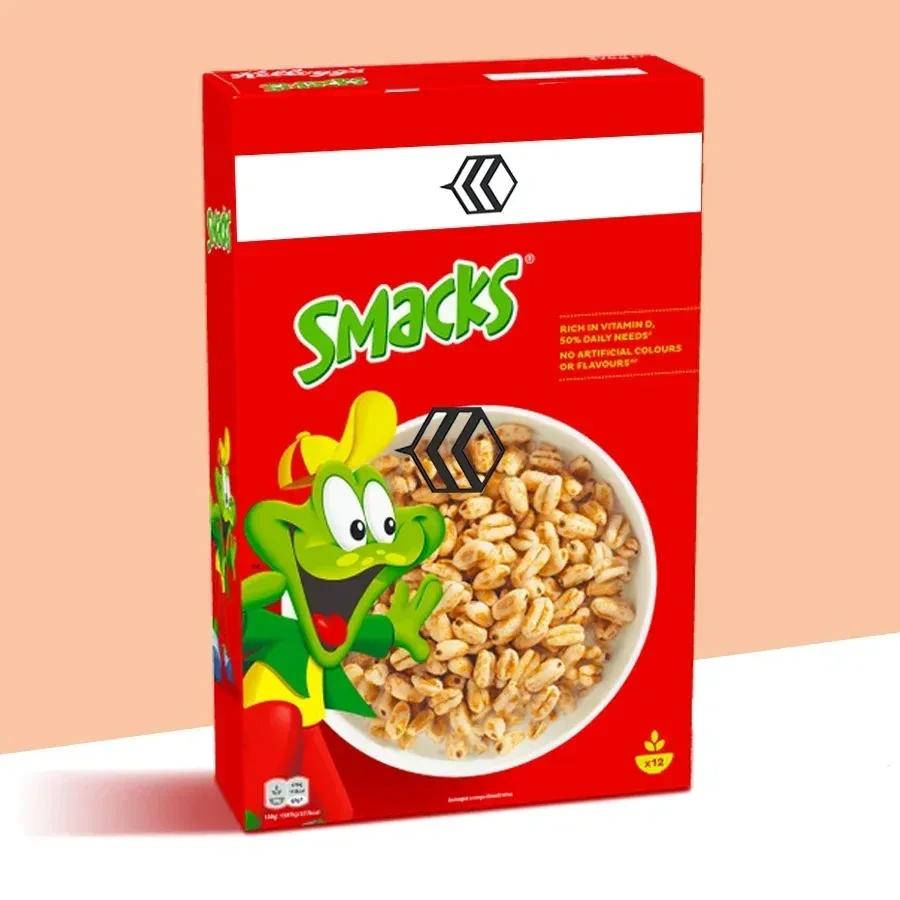 Frog-themed cereal boxes with logo printing to boost brand recognition