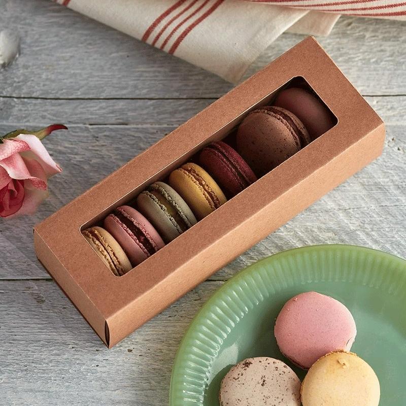 Kraft macaron boxes with logo printing to boost brand visibility and appeal