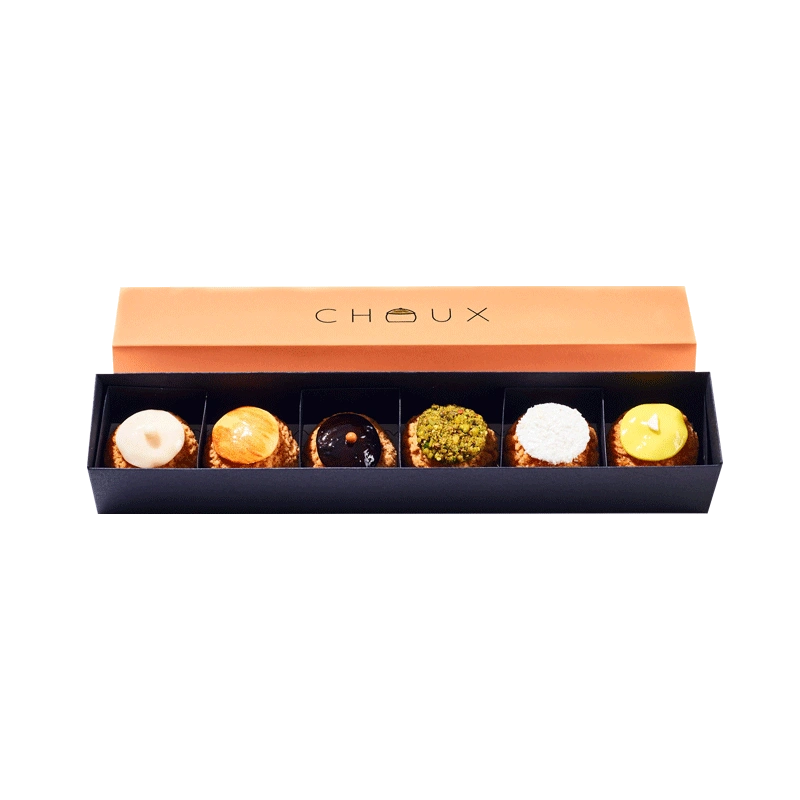 Custom choux boxes designed for secure and elegant pastry packaging