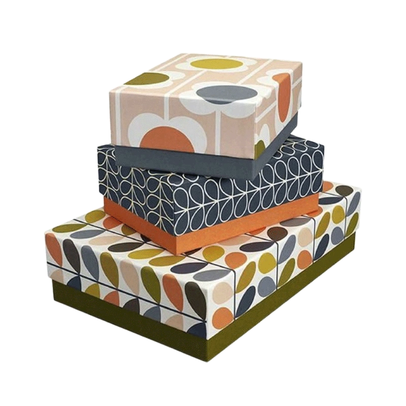 Colorful decorative cardboard box with floral design