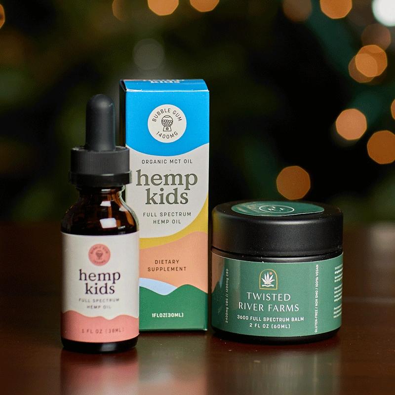 Minimalist hemp packaging box with green accents