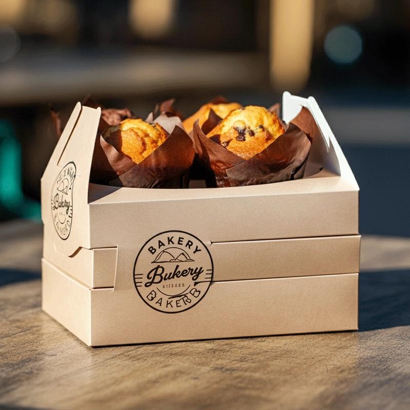 Muffin boxes with logo printing to enhance brand visibility and appeal