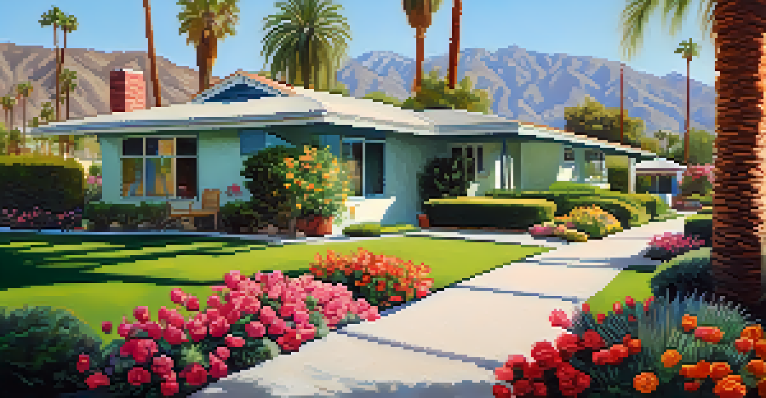 Charming street in Tennis Club District with historic homes and colorful gardens.