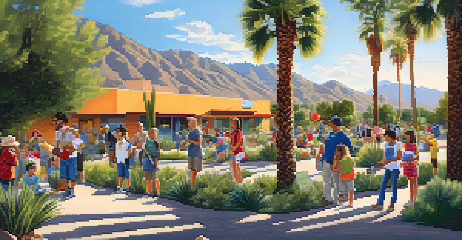 Community members participating in a habitat restoration event, planting native plants and cleaning up the area in Palm Springs.