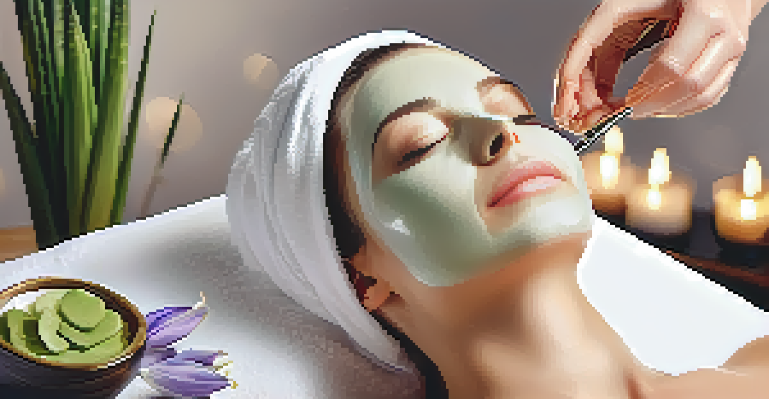 A close-up of a facial treatment with aloe vera and lavender, highlighting a serene spa environment.