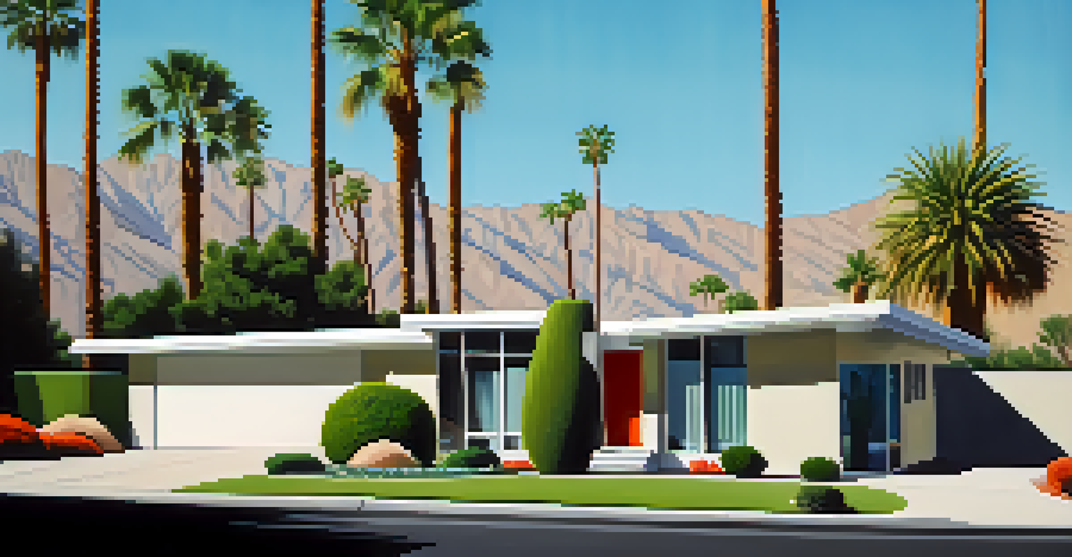 A close-up view of mid-century modern architecture in Palm Springs with light and shadow play.