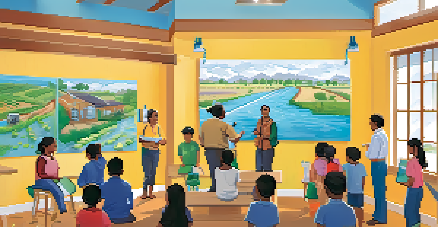Residents participating in a workshop about water conservation in a community center.