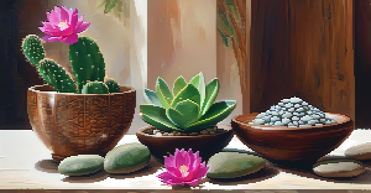 A close-up view of a facial treatment featuring prickly pear and aloe vera in a natural spa setting.