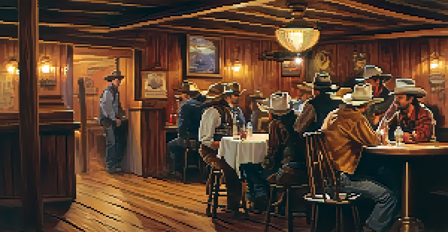 An empty corner booth in a saloon, with faint outlines of ghostly cowboys sharing stories, illuminated by a soft candlelight.