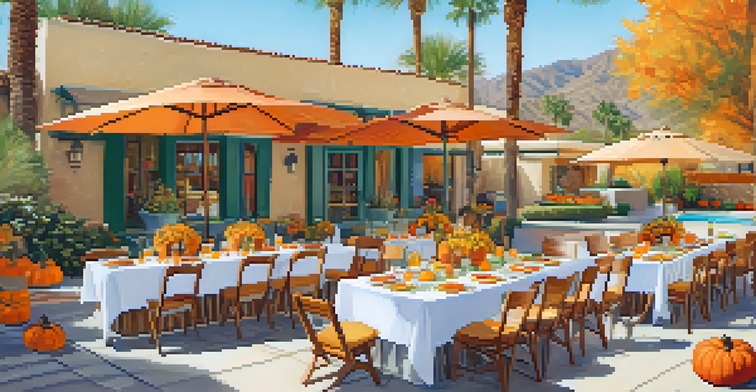 A seasonal spa event in Palm Springs showcasing treatments with local ingredients, decorated with autumn-themed decor.