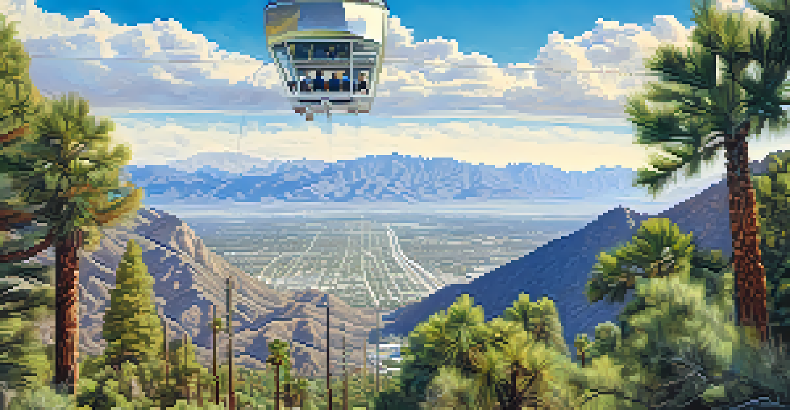 A scenic view from the Palm Springs Aerial Tramway showing mountains and desert landscapes.