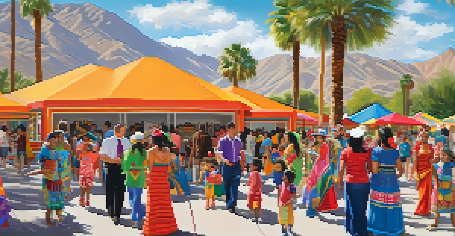 A lively Multicultural Day event at a library, showcasing cultural displays, food, and diverse families enjoying activities together.