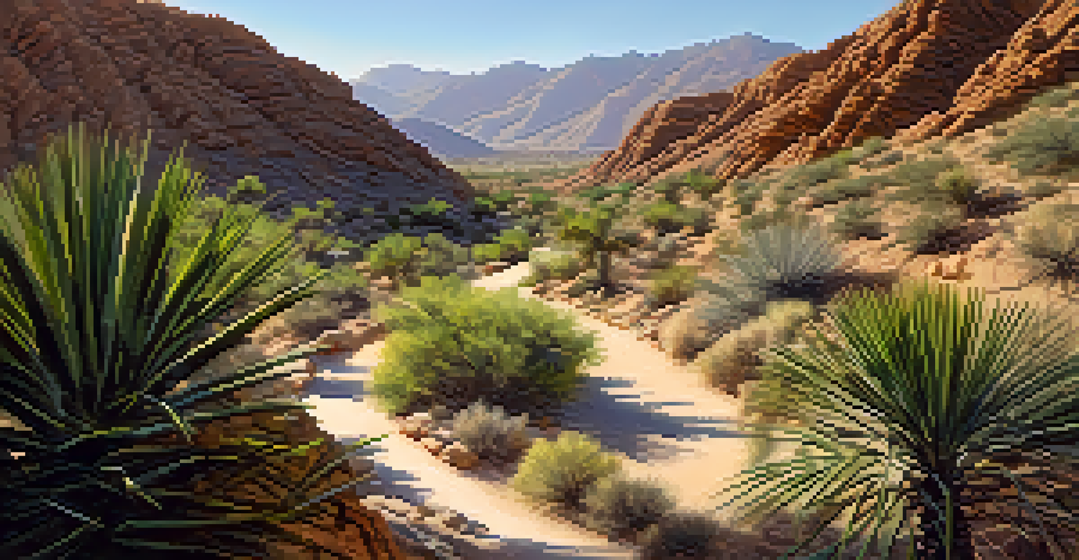 Aerial view of the Palm Canyon Trail with bikers on rocky terrain, showcasing the challenging landscape and desert vegetation.