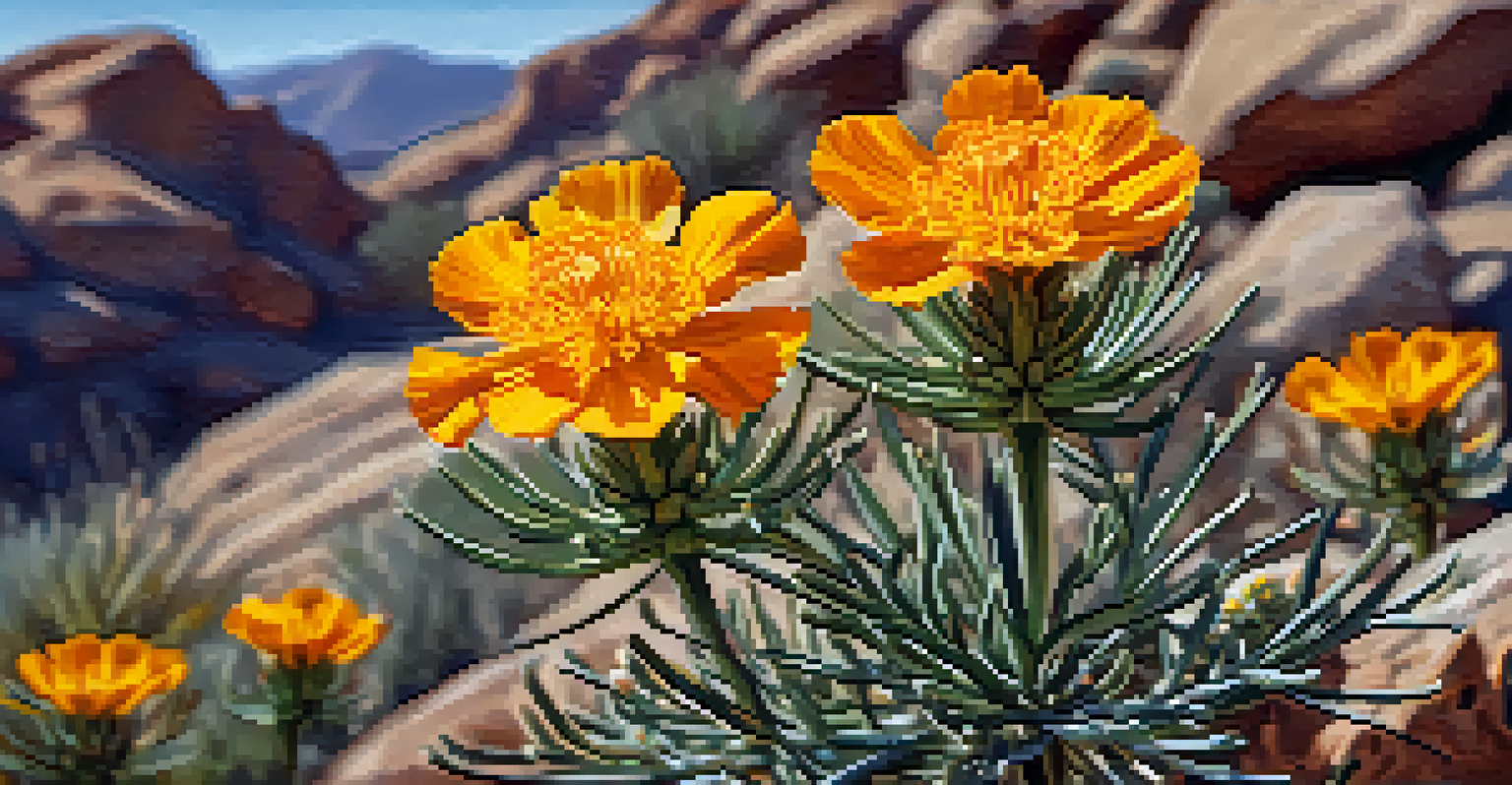 A detailed close-up of a native desert plant in Palm Springs, highlighting its petals and leaves.