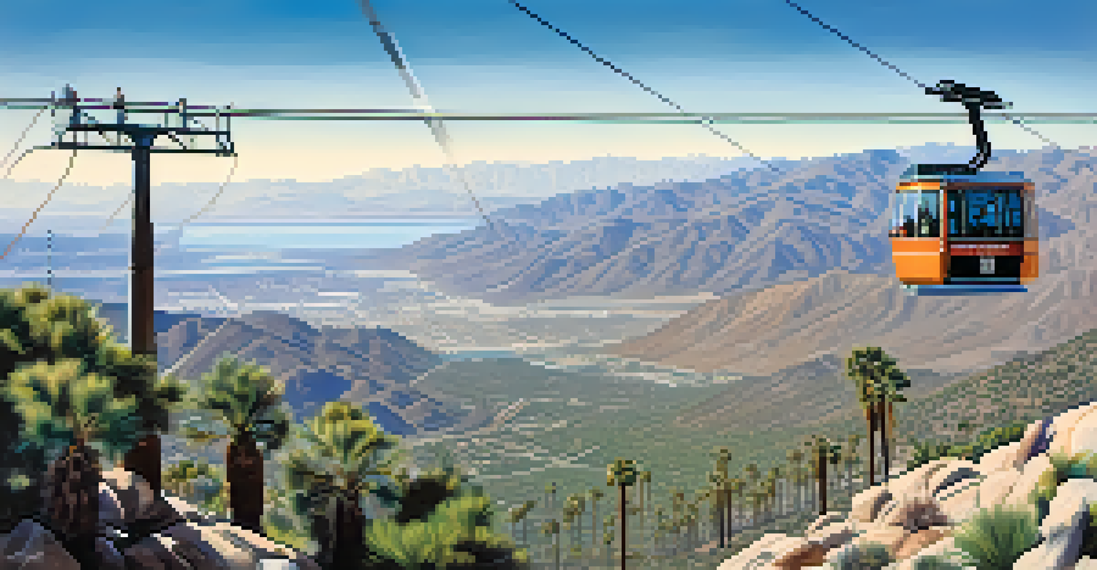 The Palm Springs Aerial Tramway ascending Mount San Jacinto with desert views below.