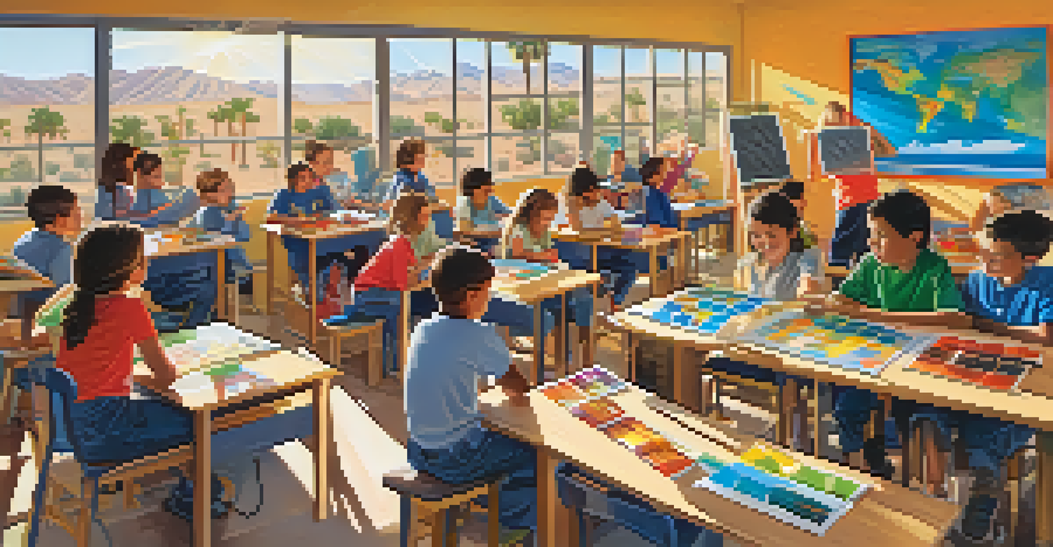 Children participating in a workshop on renewable energy, building solar-powered devices in a bright classroom.