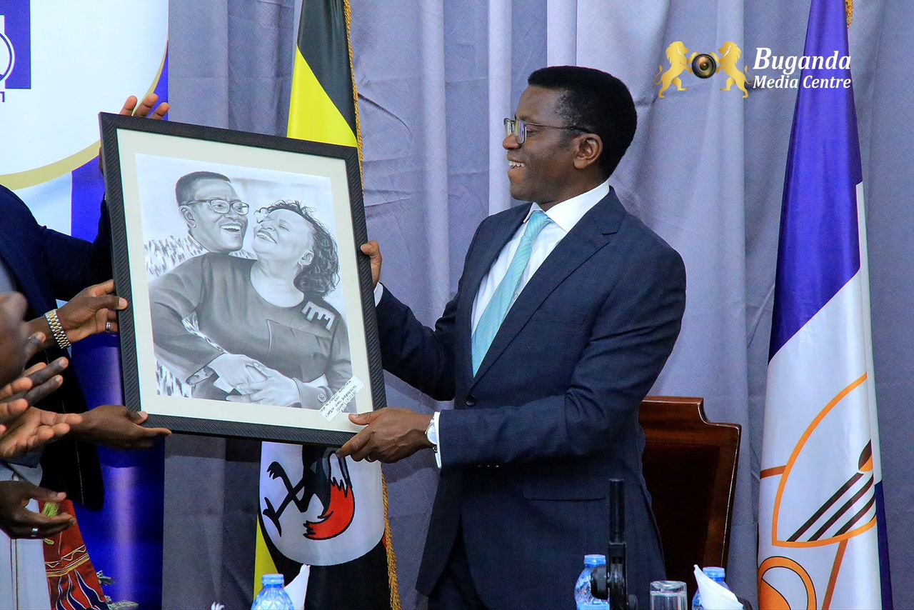  Naalya Secondary Schools Honour Katikiro Mayiga with Artistic Portrait During Courtesy Visit to Bulange Mengo
