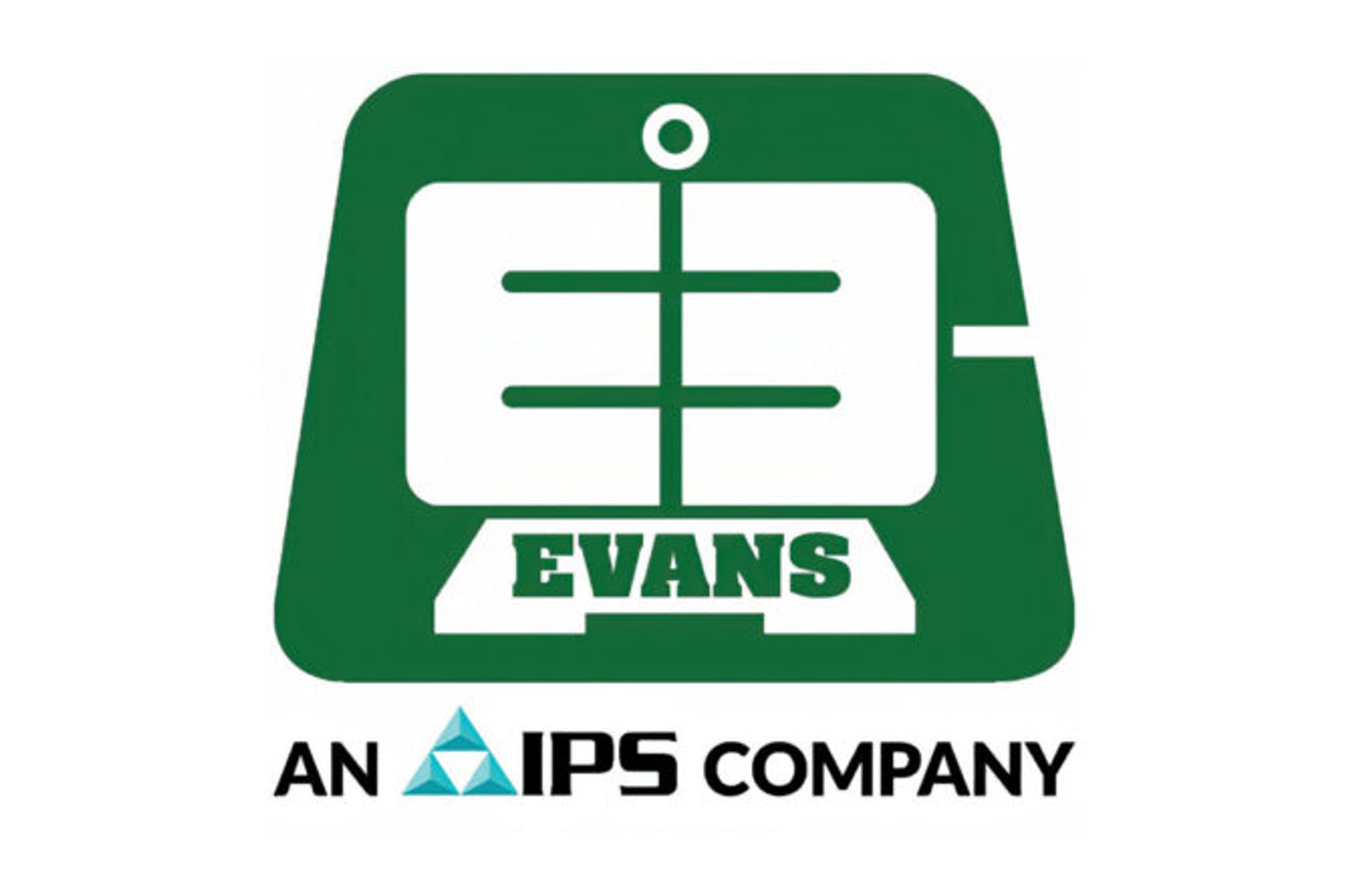 Evans logo with a stylized transformer and the words An IPS Company