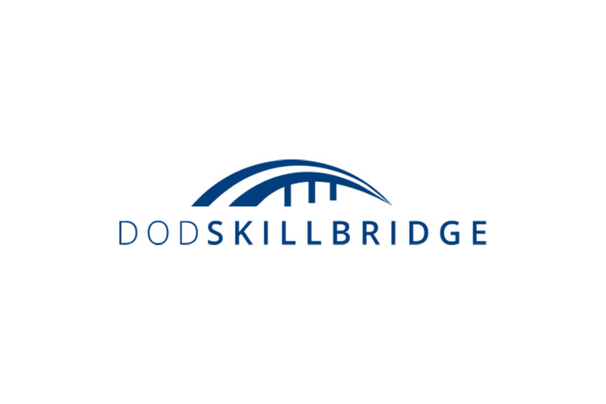 Logotipo azul de Dodskillbridge con un puente estilizado.