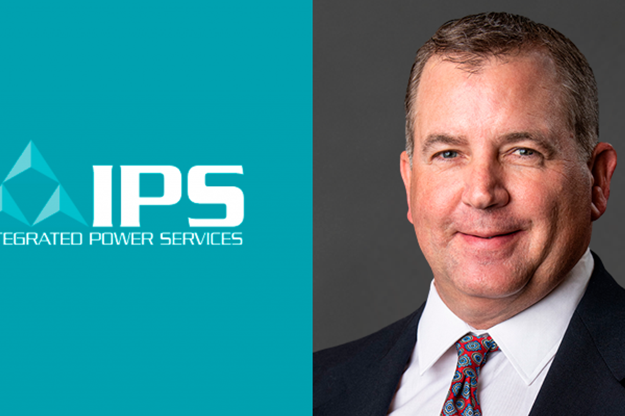 Retrato de un ejecutivo de IPS junto al logotipo de Integrated Power Services.