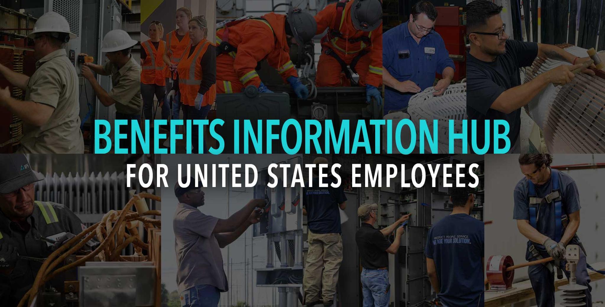 IPS technicians inspect, repair and maintain electrical equipment in a collage for the Benefits Information Hub.