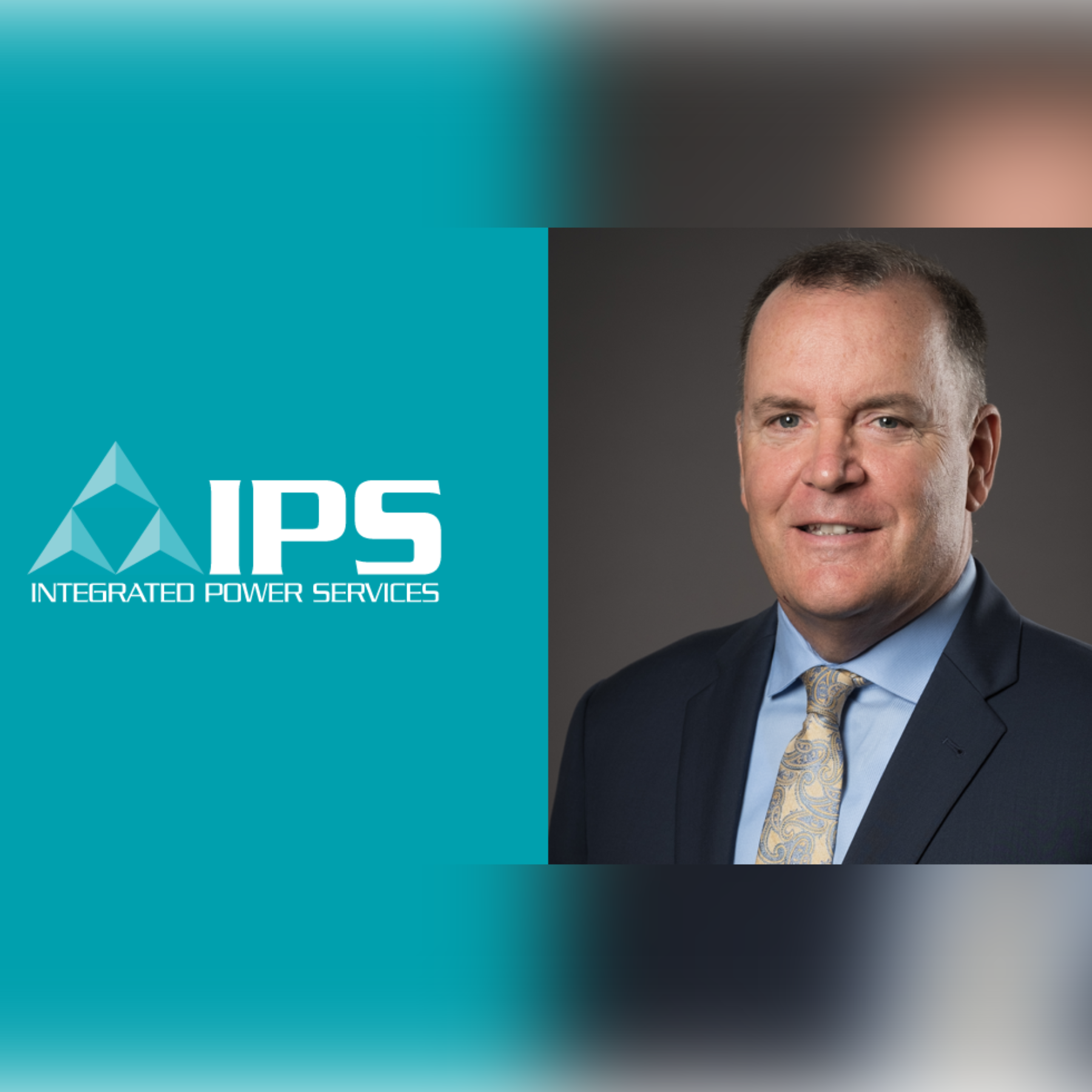 Portrait of an IPS executive beside the Integrated Power Services logo.