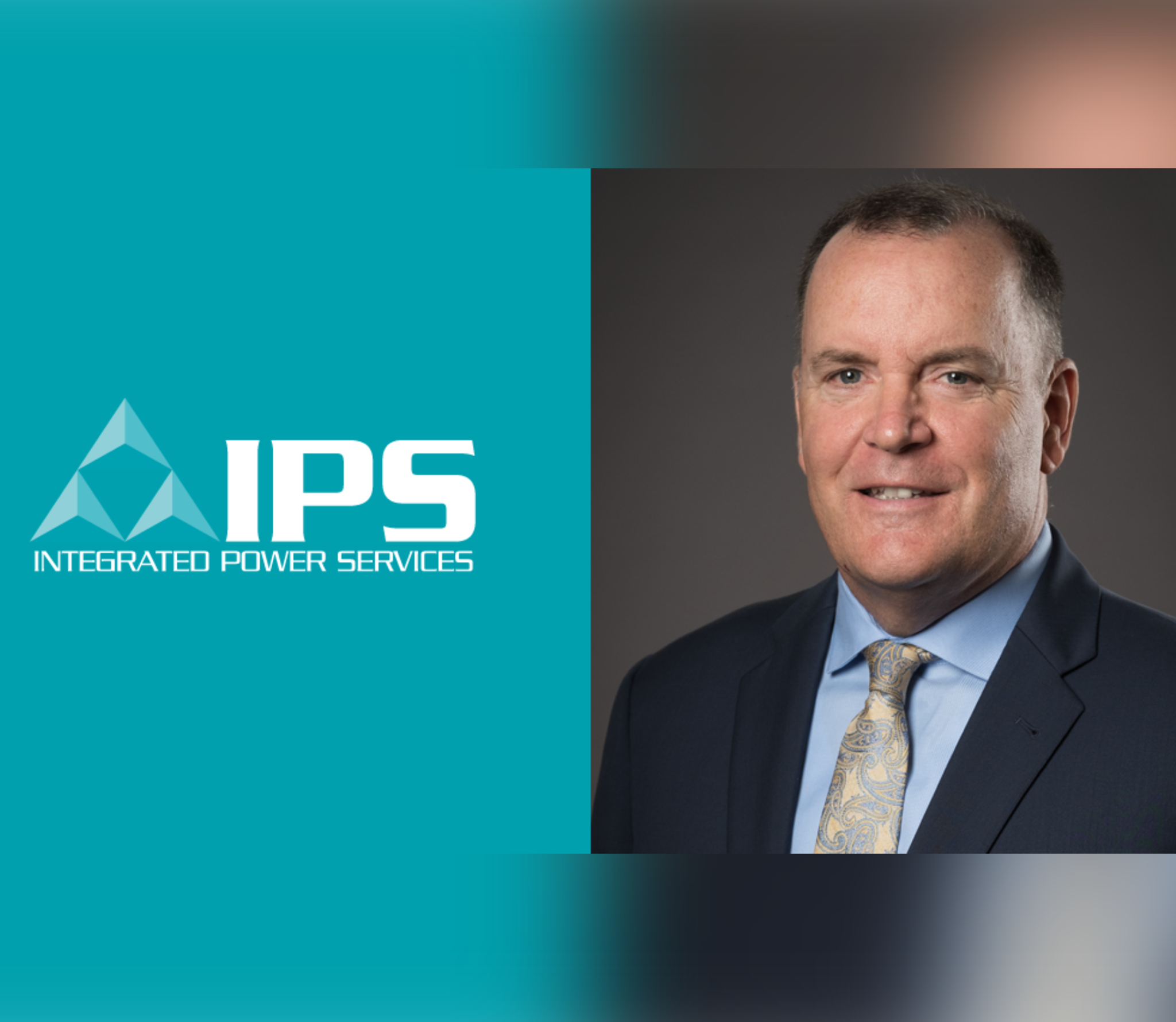 Portrait of an IPS executive beside the Integrated Power Services logo.