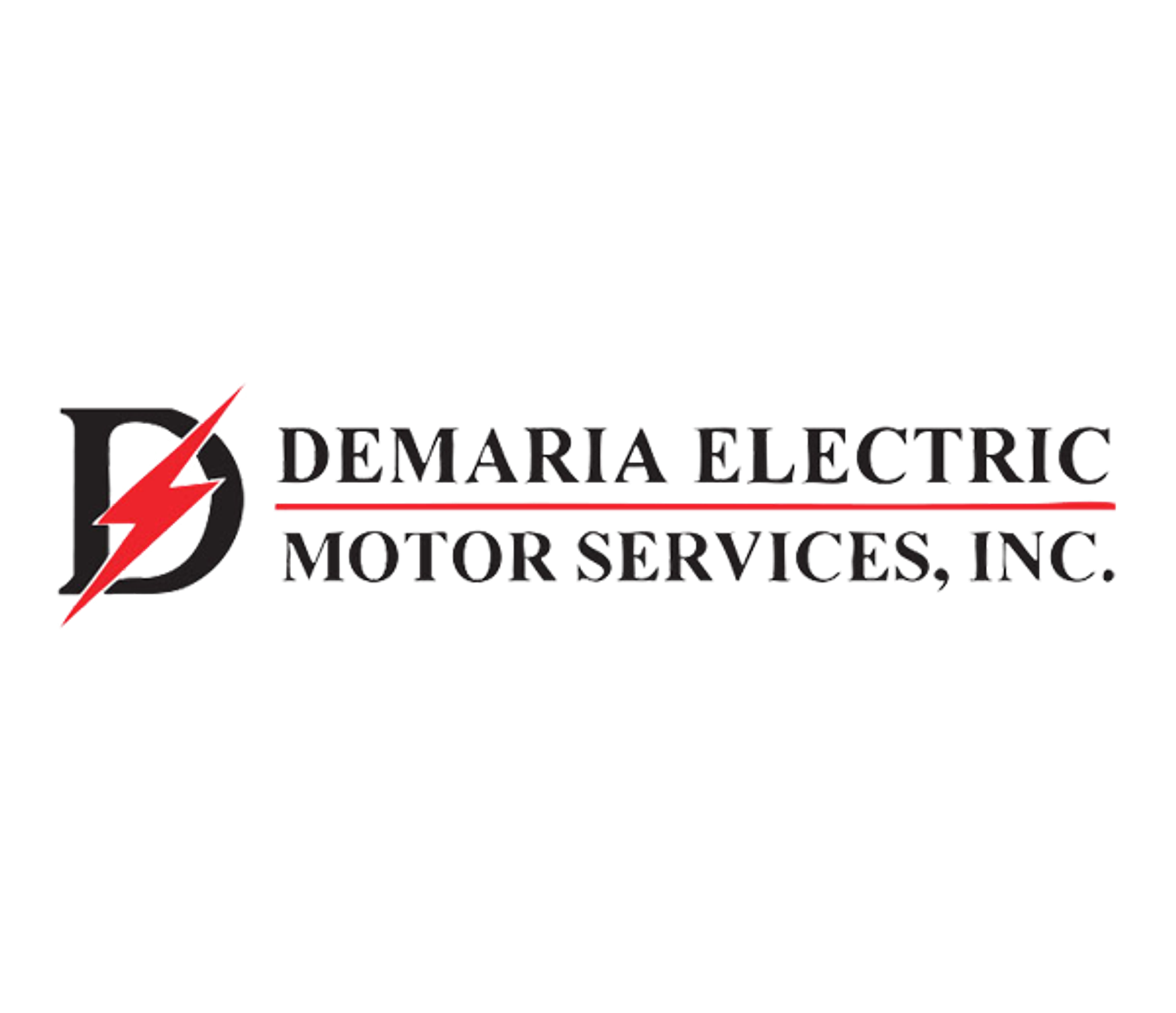 Logo de Demaria Electric Motor Services avec un éclair rouge