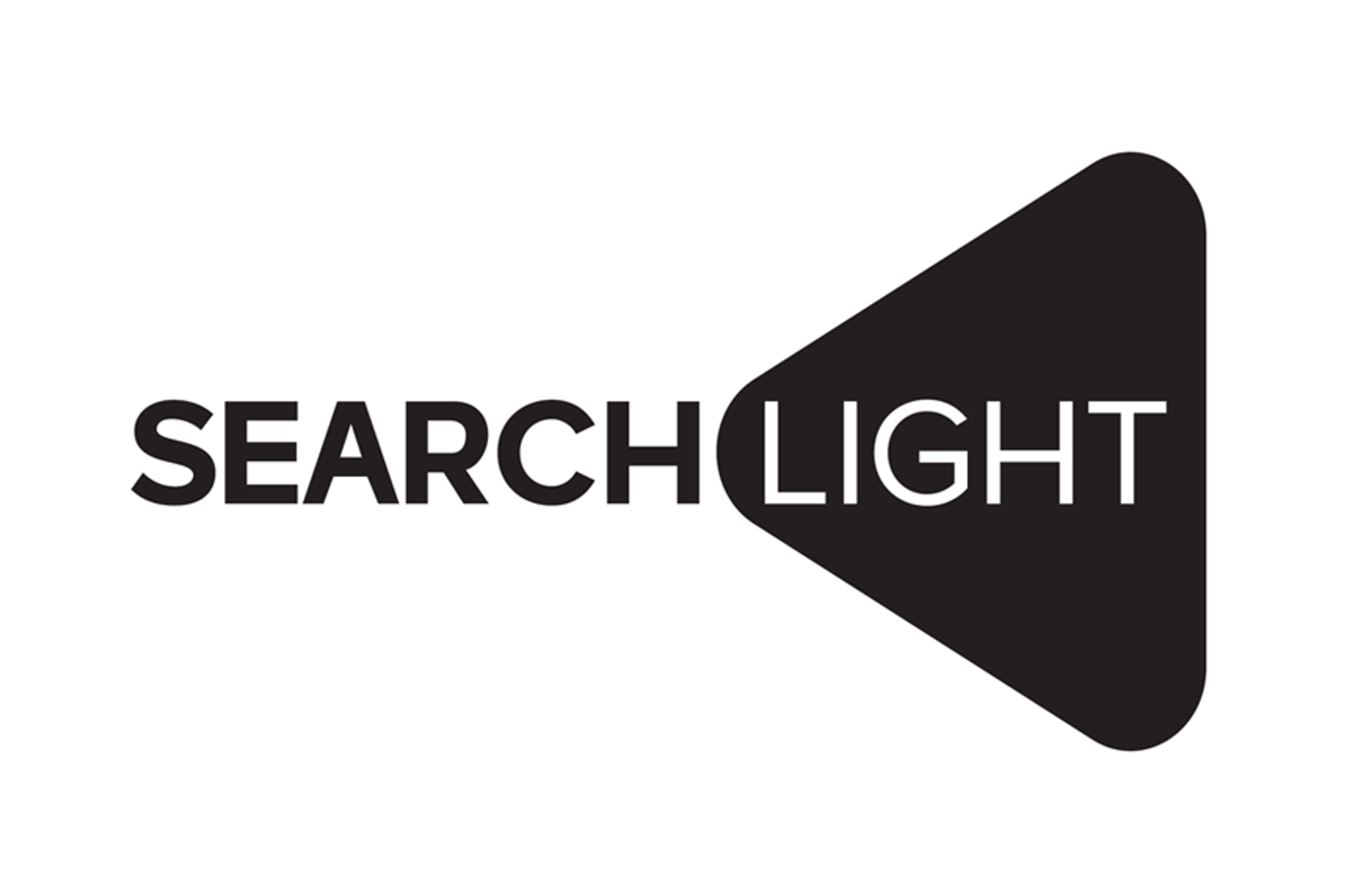 Logotipo de Searchlight en negro sobre fondo blanco.