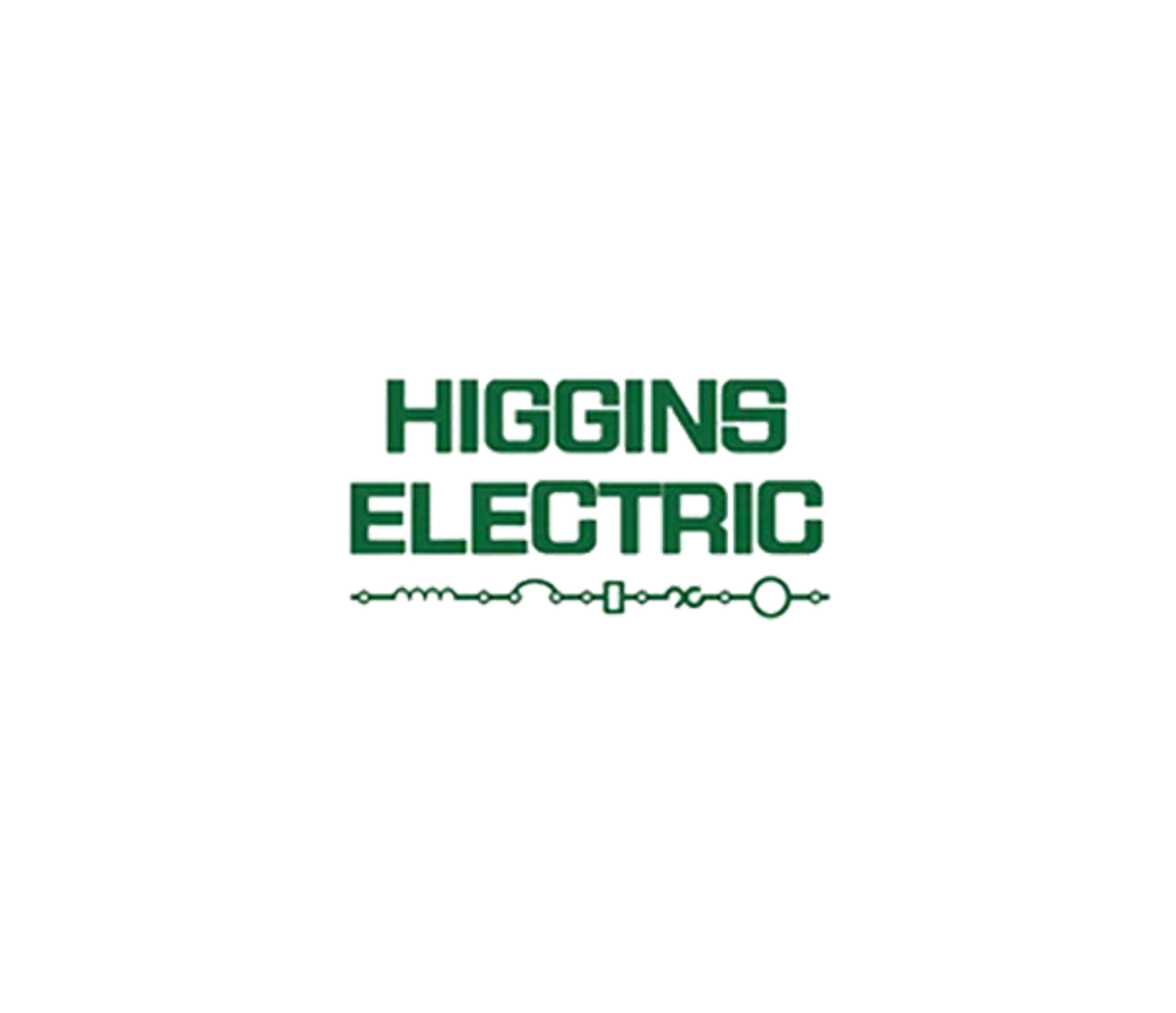 Logo vert Higgins Electric avec motif de circuit électrique