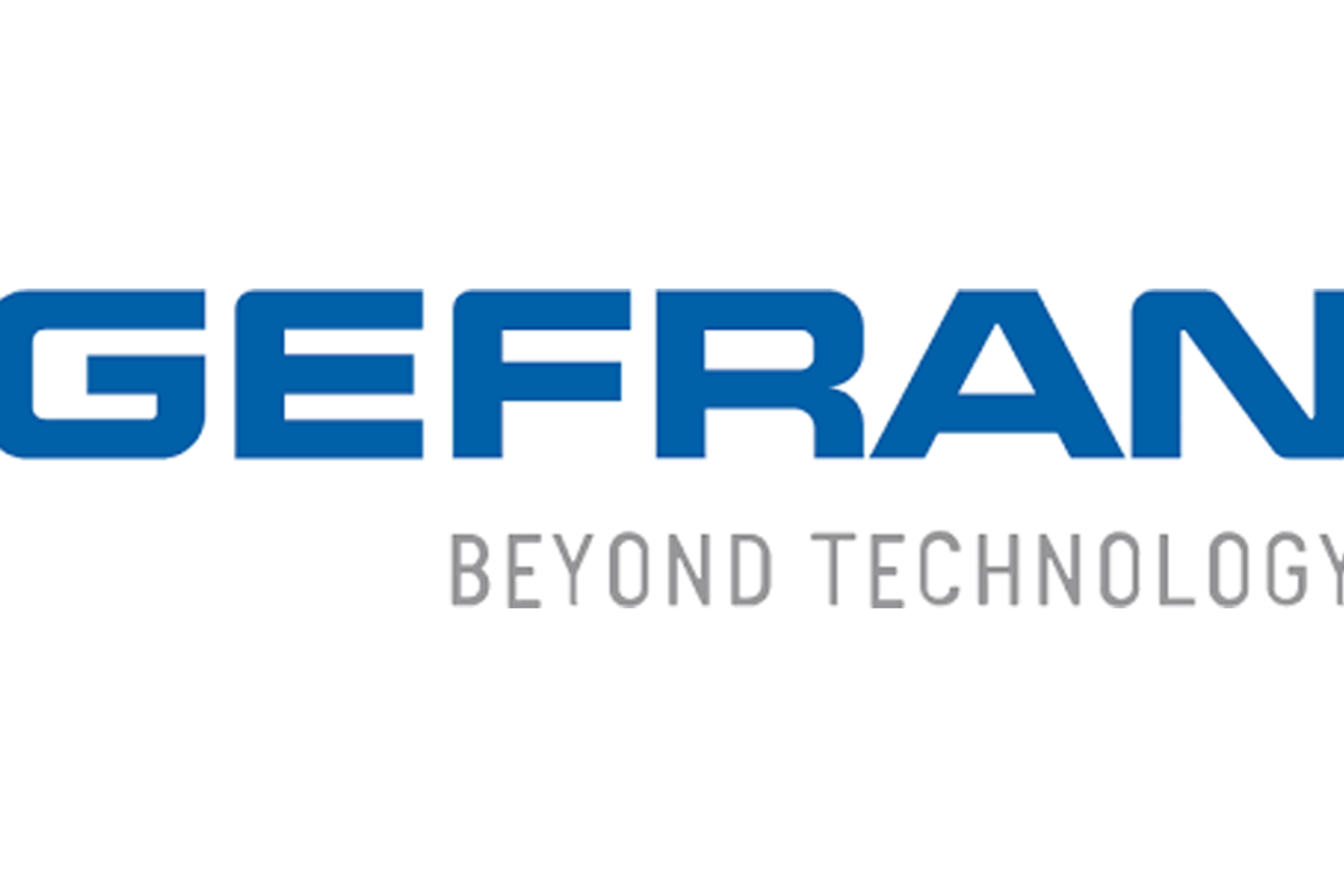 Logo GEFRAN bleu avec le slogan gris « Beyond Technology »