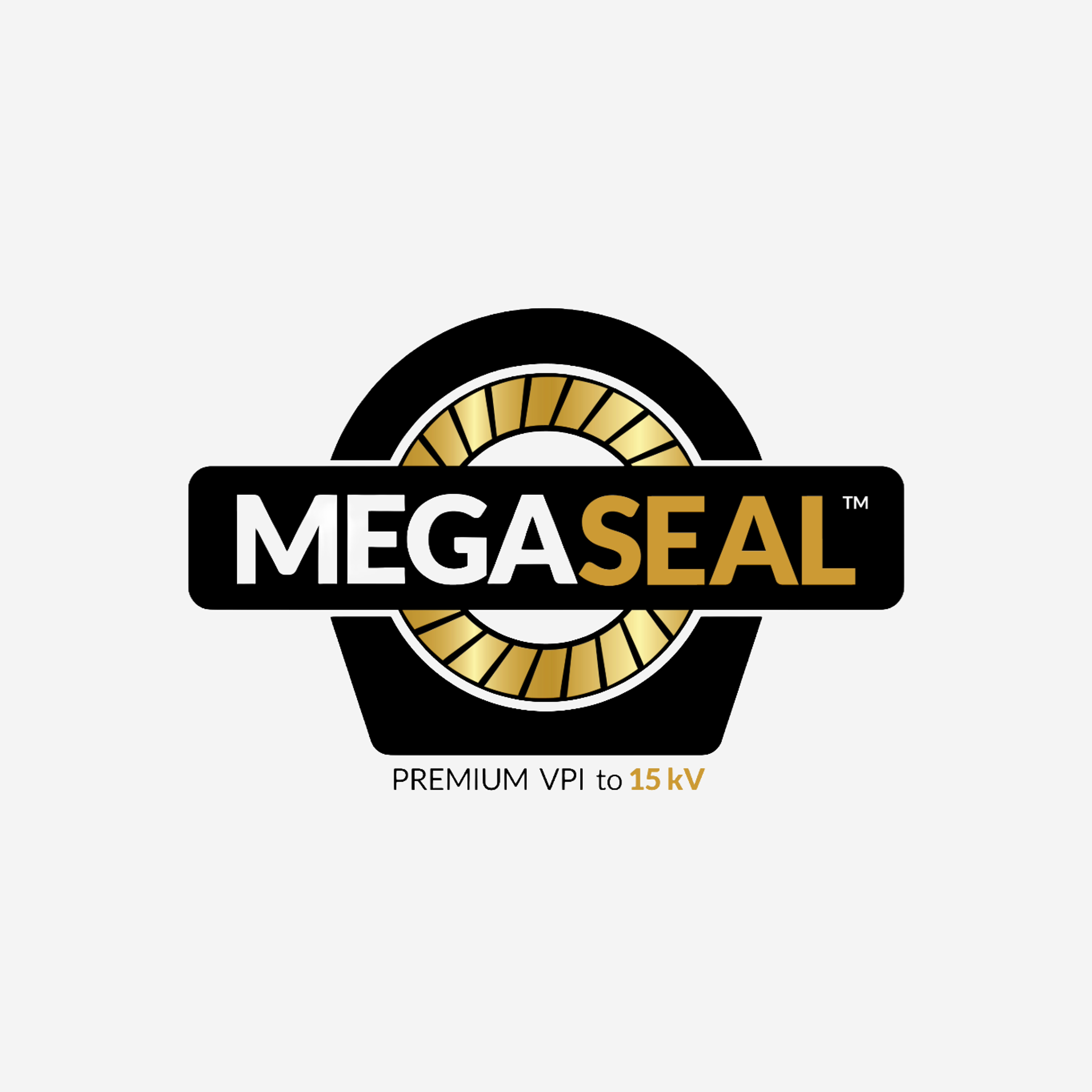 MEGASEAL logo with a stylized motor stator and the text Premium VPI to 15 kV.
