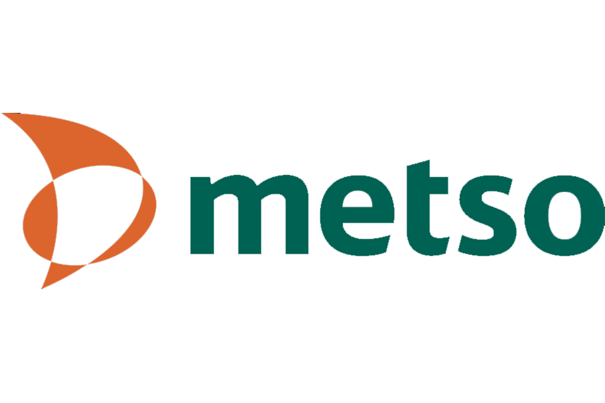 Logotipo de Metso en verde con símbolo abstracto naranja.