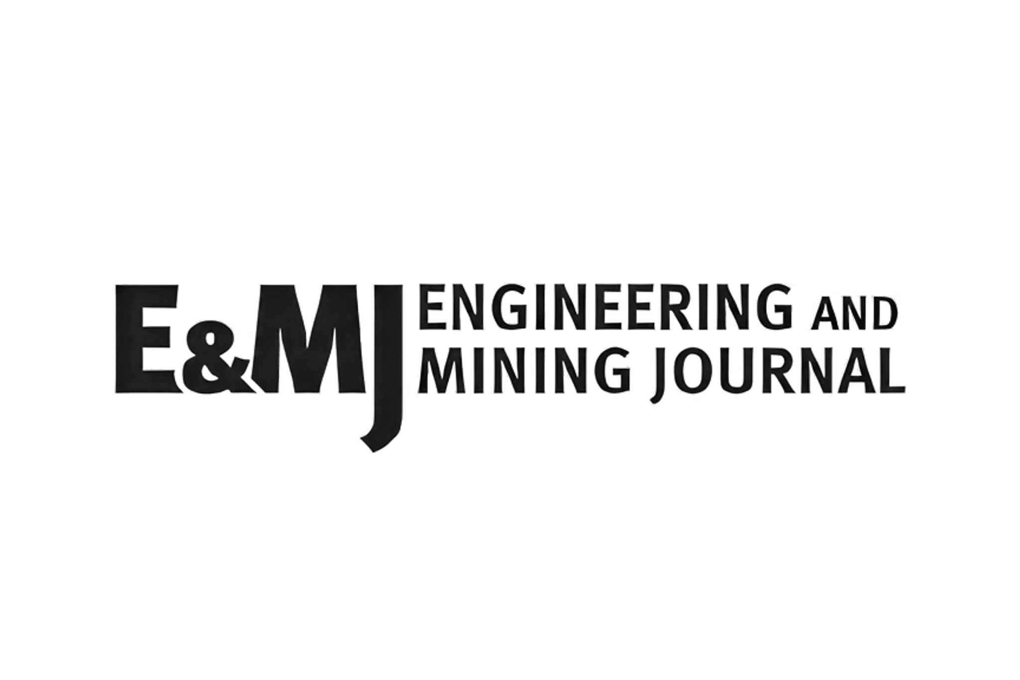 Logotipo de E&MJ, Engineering and Mining Journal, en negro sobre fondo blanco.