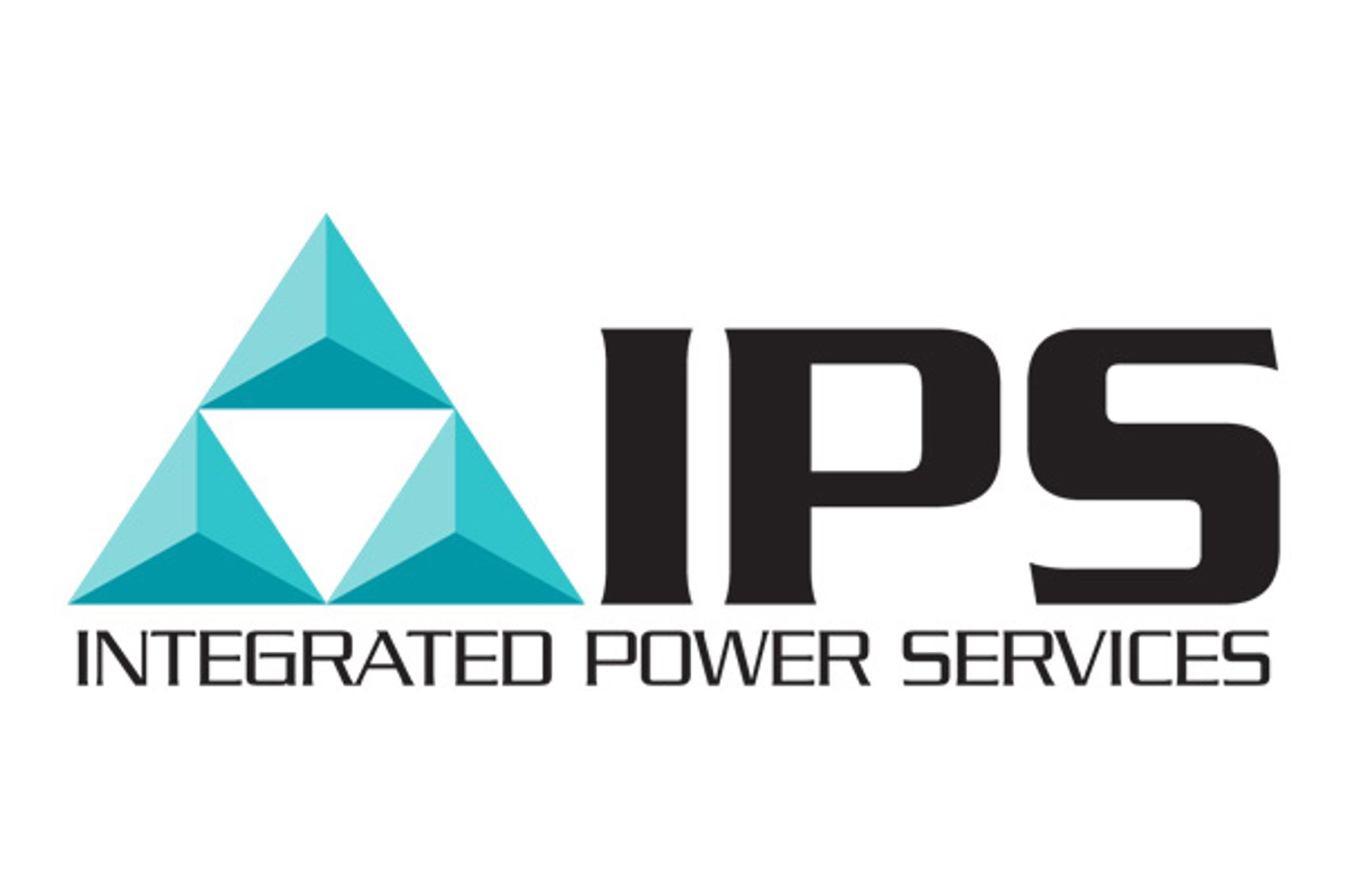 Logotipo de IPS Integrated Power Services con símbolo triangular turquesa