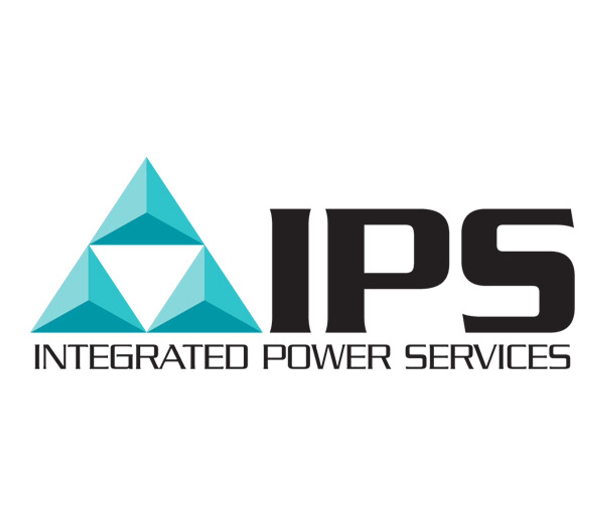 Logo d’Integrated Power Services (IPS) avec un symbole triangulaire turquoise